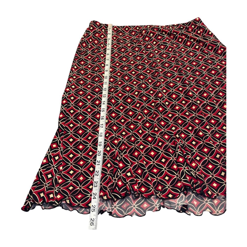 Notations A-Line Skirt Women's Large Multicolor Batik Kawung Print Ruffle Hem - Picture 6 of 6